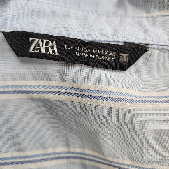 Zara Light Blue Striped Blouse - Picture 4 of 4